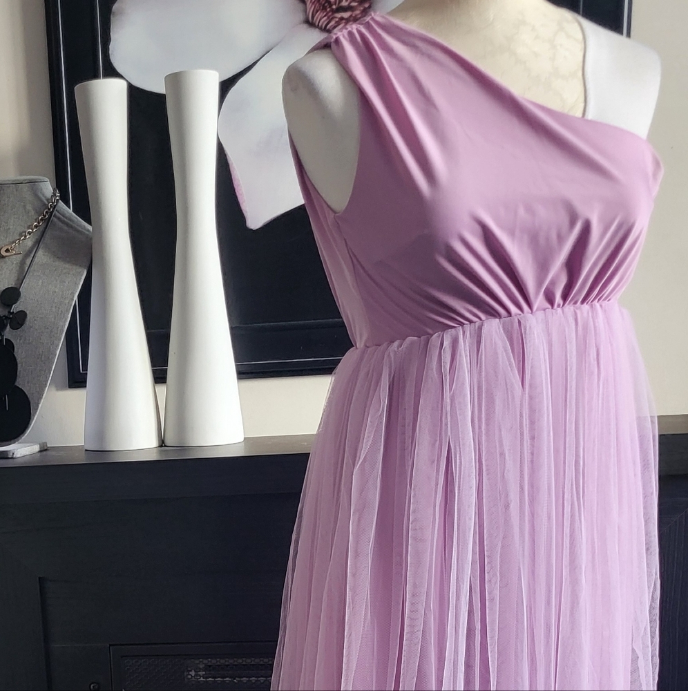 ❤️Elegant Lavender One-Shoulder Dress